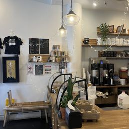 a coffee shop with a variety of items a coffee shop with a variety of items