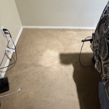 Alex's Carpet Repair - Before (bleach stain and art supply stains) - Carpet Installation Near Me
