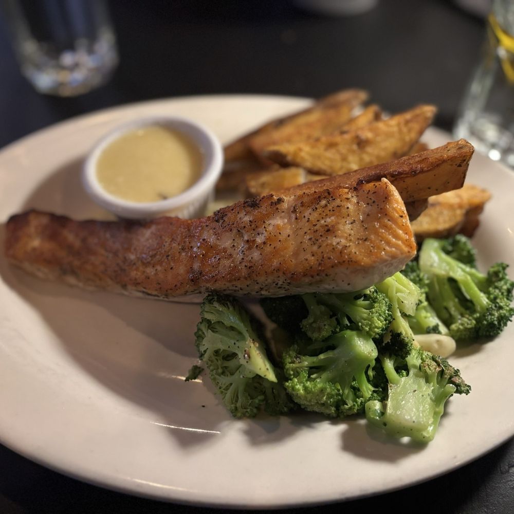 WILD - Pan Seared Salmon with Lemon Caper Sauce - New American Near Me - New York, New York WILD - Pan Seared Salmon with Lemon Caper Sauce - New American Near Me - New York, New York