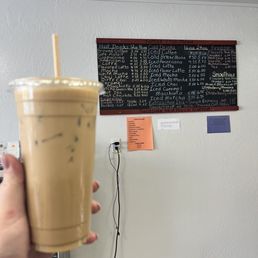 Iced white mocha coffee with a pump of cinnamon syrup! Iced white mocha coffee with a pump of cinnamon syrup!