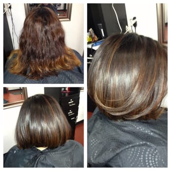 The Hair Lounge - Before and after total color change and cut and a great blowdry. Hair by Christina Sanchez (626)478-5017 - Hair Salons Near Me - El Monte, California The Hair Lounge - Before and after total color change and cut and a great blowdry. Hair by Christina Sanchez (626)478-5017 - Hair Salons Near Me - El Monte, California