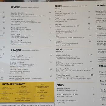 Yunta Nikkei - Menu - Peruvian Near Me - Charlotte, North Carolina