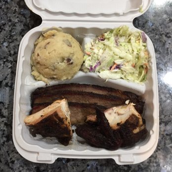 Lulu's BBQ - 1/2 N 1/2 - chicken and brisket w/ mashed potatoes and cole slaw - $16 - Don't forget to ask for bread. - Barbeque Near Me - Louisville, Colorado