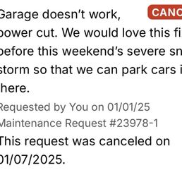 Denied maintenance request Denied maintenance request
