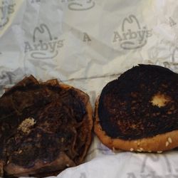 Arby's Restaurant District Office - Bought 8 regular roast beef and all were burned. My wife tossed 7 and I kept this one so I could inform you all what the Graham, NC 27253