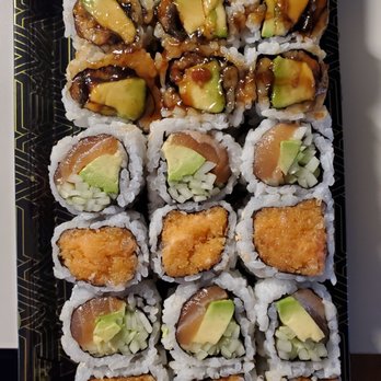 Fusha Sushi Bar - 3 roll lunch special: eel avocado roll, alaska roll, spicy crunchy salmon roll - Sushi Bars Near Me - Parsippany, New Jersey