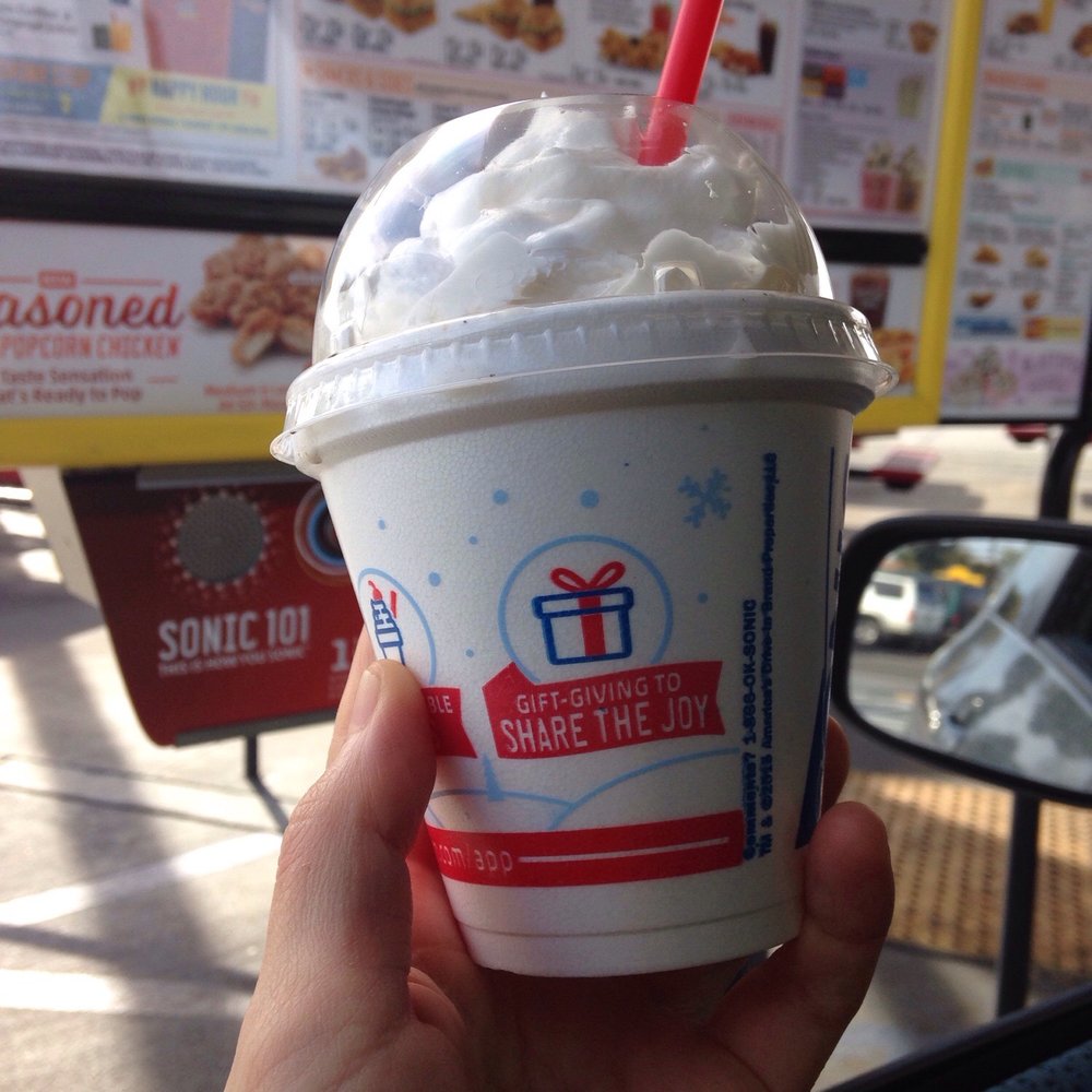 Sonic Drive-In - Mini Oreo cheesecake shake - Burgers Near Me - Fullerton, California Sonic Drive-In - Mini Oreo cheesecake shake - Burgers Near Me - Fullerton, California