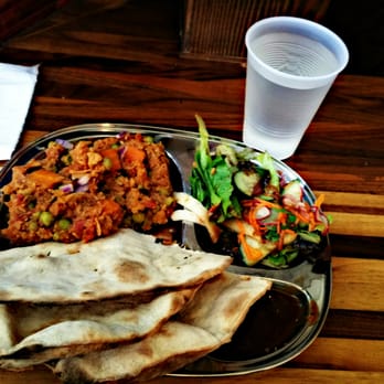 ADYA - Vegan Keema matar with a side side salad complemented with some tandoori roti. - Indian Near Me - Anaheim, California