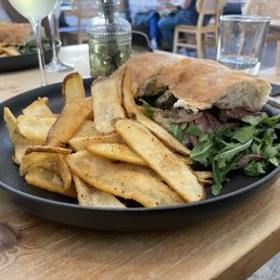Amazing 4 Oz Skirt Steak sandwich & Frites. Meat was so tender. Amazing 4 Oz Skirt Steak sandwich & Frites. Meat was so tender.
