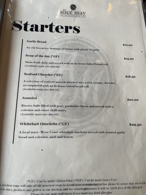 Menu photo 4 Alice May Franz Josef Glacier, WTC Menu photo 4 Alice May Franz Josef Glacier, WTC