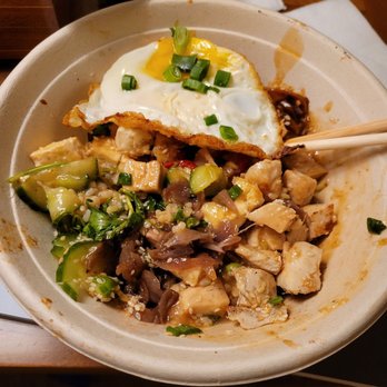 moonbowls - Chicken and Egg Bowl, with tofu, seaweed. Green Onions added - Korean Near Me - Oakland, California moonbowls - Chicken and Egg Bowl, with tofu, seaweed. Green Onions added - Korean Near Me - Oakland, California