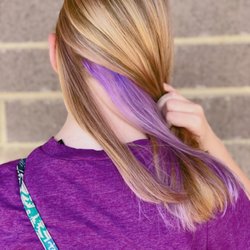 Ross Salon & Blow Dry Bar - Highlight color and a pop of purple.