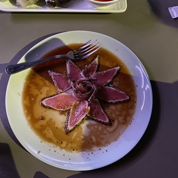 Giau Bar N Bites - The Tuna Rose: seared Ahi Tuna marinated in a umami vinaigrette - Asian Fusion Near Me - Houston, Texas Giau Bar N Bites - The Tuna Rose: seared Ahi Tuna marinated in a umami vinaigrette - Asian Fusion Near Me - Houston, Texas