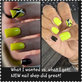 Royal Nails Spa - I showed Thomas the picture on the left and the picture on the right is what he did in my nails. Great job!! - Nail Salons Near Me - Indio, California