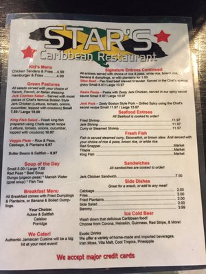 Menu photo 2 Star's Caribbean Restaurant Jacksonville, FL