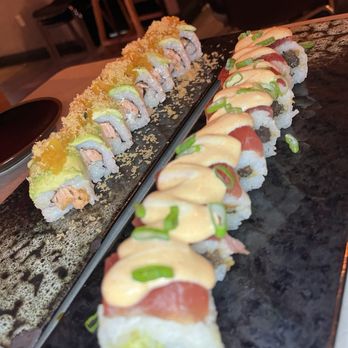 Maguro Sushi - Noche en Miami (left) and fuego 24 roll (right) - Sushi Bars Near Me - Orlando, Florida Maguro Sushi - Noche en Miami (left) and fuego 24 roll (right) - Sushi Bars Near Me - Orlando, Florida