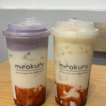 Mirakuru - korean strawberry milk with ube and banana cream - Coffee & Tea Near Me - Garden Grove, California