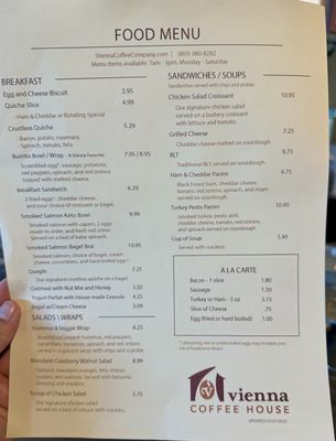 Menu photo 3 Vienna Coffee House Maryville, TN