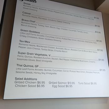 Cafe at Bravo - Salads look pretty good, I wish they had romaine for more options - Cafes Near Me - Manchester, New Hampshire