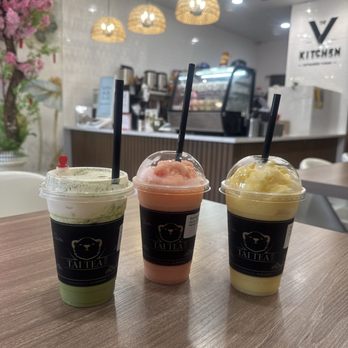 Tai Tea x The V Kitchen - Matcha Cream Top (Recommended), one 1 in a Melon, Mango Slushy - Vietnamese Near Me - Anaheim, California