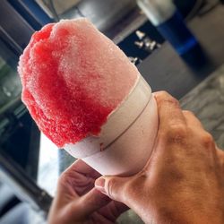 The Lucky Hot Dog - Shaved Ice, coconut and strawberry!