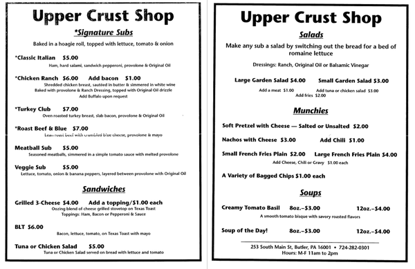 Menu photo 2 Upper Crust Shop Butler, PA Menu photo 2 Upper Crust Shop Butler, PA