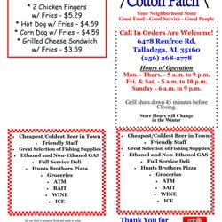 Cotton Patch - Kids Menu/Outside of Menu