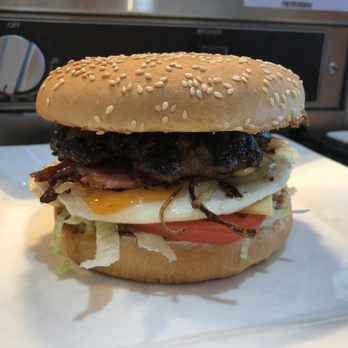 Hilltop Central Cafe - Burger with the lot (not vegan, but there is a vegan option for it) - Coffee & Tea Near Me - Gladstone, QLD