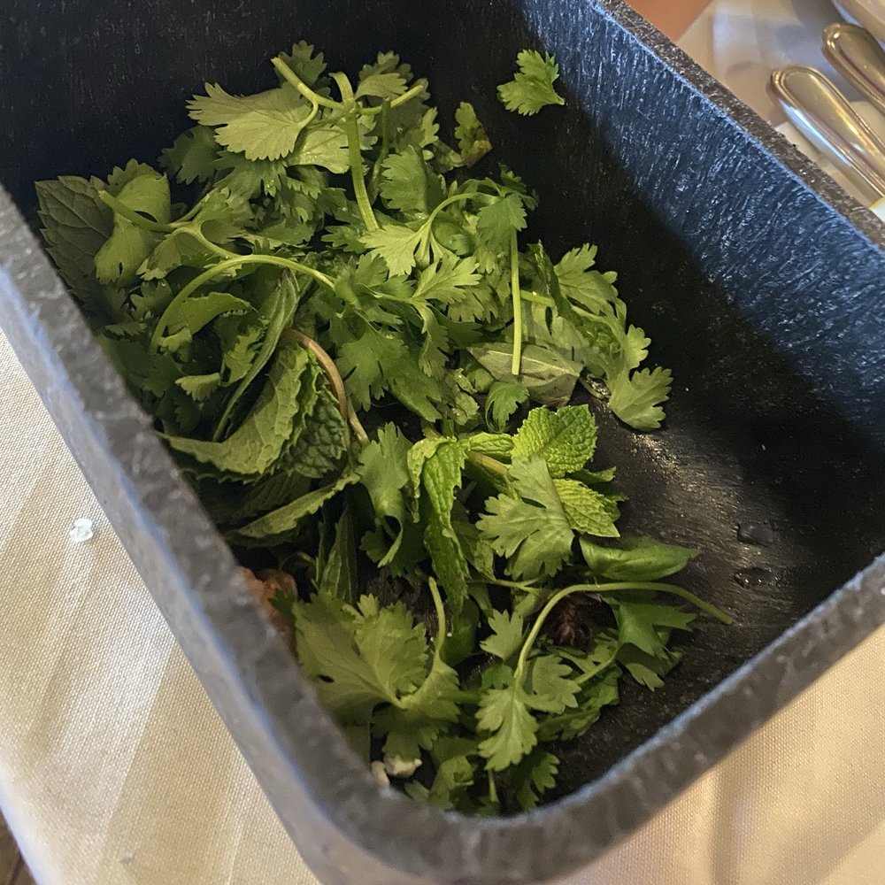 Shalizaar - Complimentary greens after we ate the cheese & walnuts - Persian/Iranian Near Me - Belmont, California