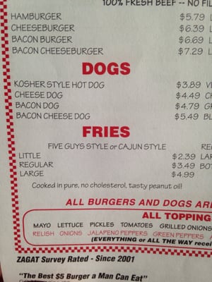 Menu photo 1 Five Guys Rochester, MI