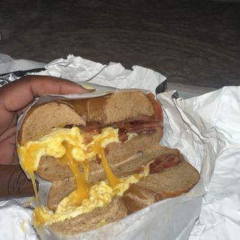 Shug's Bagels - Whole wheat, scrambled egg, bacon, cheese - Bagels Near Me - Dallas, Texas Shug's Bagels - Whole wheat, scrambled egg, bacon, cheese - Bagels Near Me - Dallas, Texas