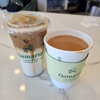 Qamaria Coffee - Iced Qamaria Latte ($7.50) and Aden Tea ($5). Both were good, but I prefer the Aden Tea. 11/17/2024 - Coffee & Tea Near Me - Fullerton, California