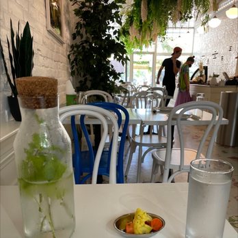 Miriam Street Food - Mint water is complimentary and pickled veggies - Mediterranean Near Me - Brooklyn, New York