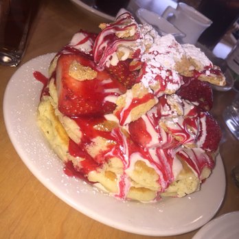 Stacked - Strawberry  Chessecake Pancakes - Breakfast & Brunch Near Me - Oak Lawn, Illinois