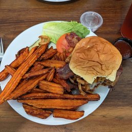BBQ Burger with sweet potato fries