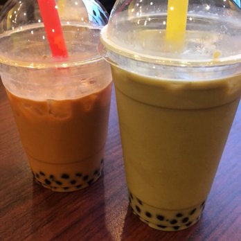 Bubble Tea Café - Thai tea (left) and banana (right) - Coffee & Tea Near Me - Rockville, Maryland Bubble Tea Café - Thai tea (left) and banana (right) - Coffee & Tea Near Me - Rockville, Maryland