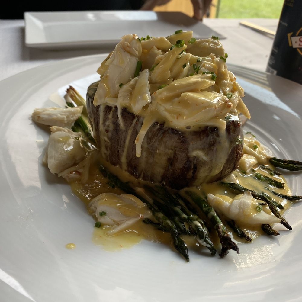 Roots Ocean Prime - 12oz filet Mignon w/ colossal crab and asparagus - Steakhouses Near Me - Princeton, New Jersey Roots Ocean Prime - 12oz filet Mignon w/ colossal crab and asparagus - Steakhouses Near Me - Princeton, New Jersey