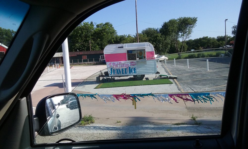 Pink Flamingo Shaved Ice Logo