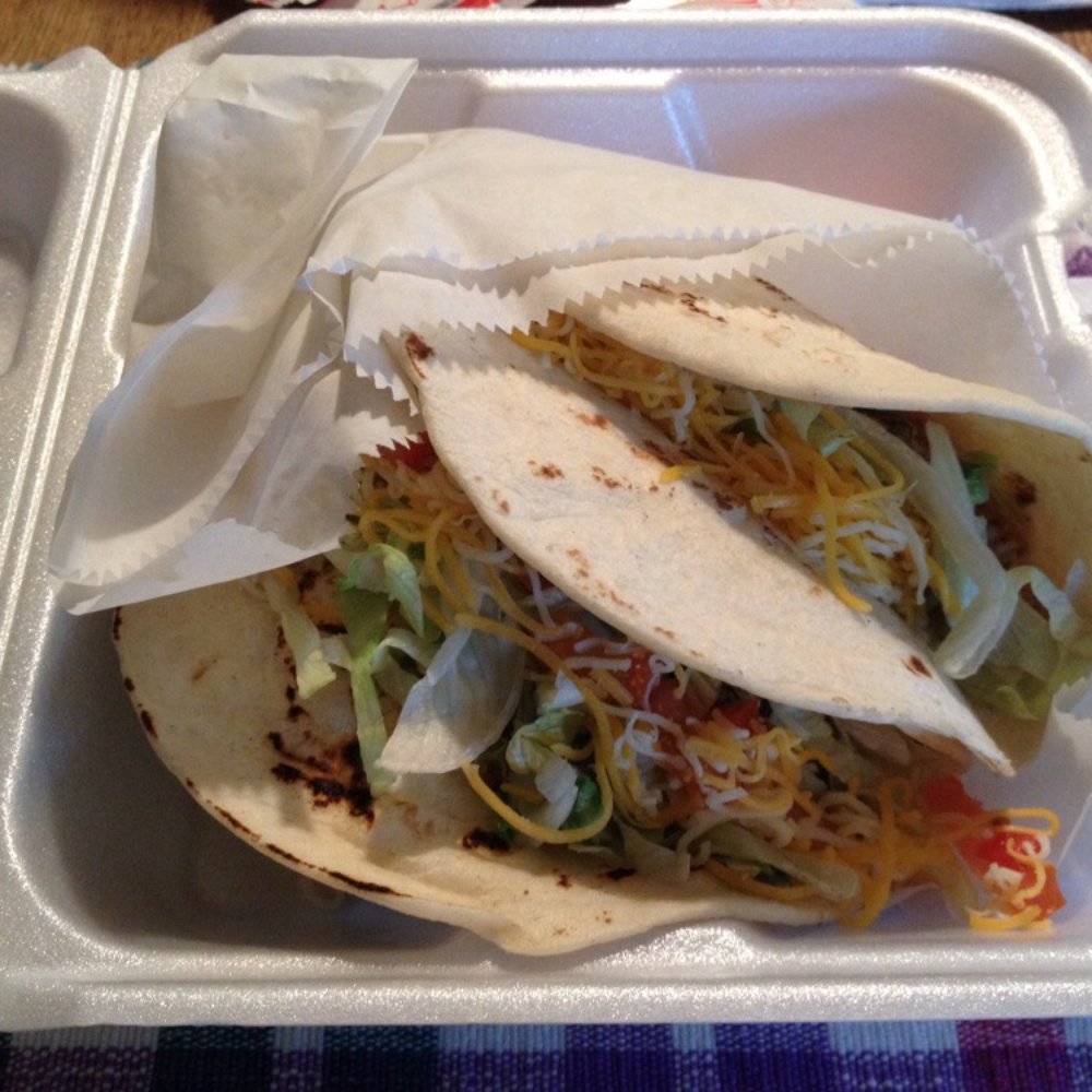 Take out chicken taco & beef taco on flour tortillas and bean tostada. Take out chicken taco & beef taco on flour tortillas and bean tostada.