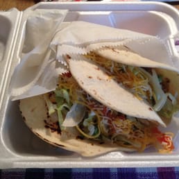 Take out chicken taco & beef taco on flour tortillas and bean tostada. Take out chicken taco & beef taco on flour tortillas and bean tostada.