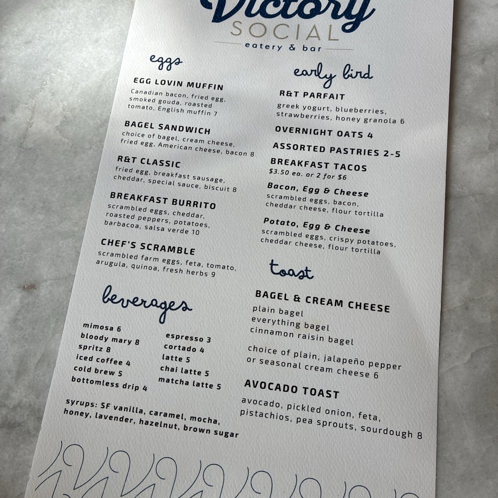 Victory Social Eatery - Portion of their menu - Diners Near Me - Dallas, Texas Victory Social Eatery - Portion of their menu - Diners Near Me - Dallas, Texas