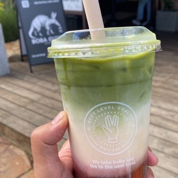 Boba Guys - Strawberry Matcha Latte w/ Boba - Bubble Tea Near Me - Costa Mesa, California