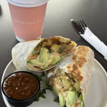 Everyday Eatery - Avocado Breakfast Burrito, Lavander Latte - Cafes Near Me - Irvine, California