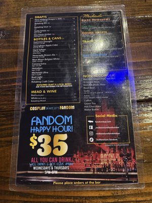 Menu photo 2 FANDOM BAR - Las Vegas Las Vegas, NV Menu photo 2 FANDOM BAR - Las Vegas Las Vegas, NV