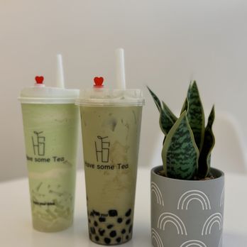 Have Some Tea - Honeydew Milktea with Boba & Honeydew with cream and li-chee jelly - Bubble Tea Near Me - Kaneohe, Hawaii