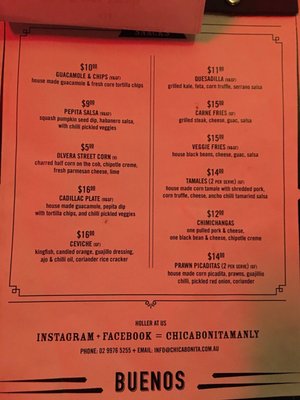 Menu photo 2 Chica Bonita Manly Manly, NSW