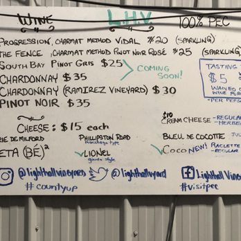 Lighthall Vineyards - a list of wines on a white board - Wineries Near Me - Milford, Ontario Lighthall Vineyards - a list of wines on a white board - Wineries Near Me - Milford, Ontario