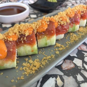 Bamboo Sushi - Cucumber Keto style of "Sunset Roll" Fresh and crunchy and low carb with no rice! (thank you Gabriel!) - Sushi Bars Near Me - San Ramon, California
