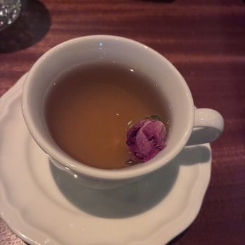 Chumley House - Complementary tea and scones served before dinner - this seemed like a herbal infusion, very delicate - Steakhouses Near Me - Fort Worth, Texas
