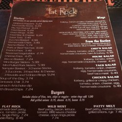 Flat Rock Tap - Half the menu the rest is on the back